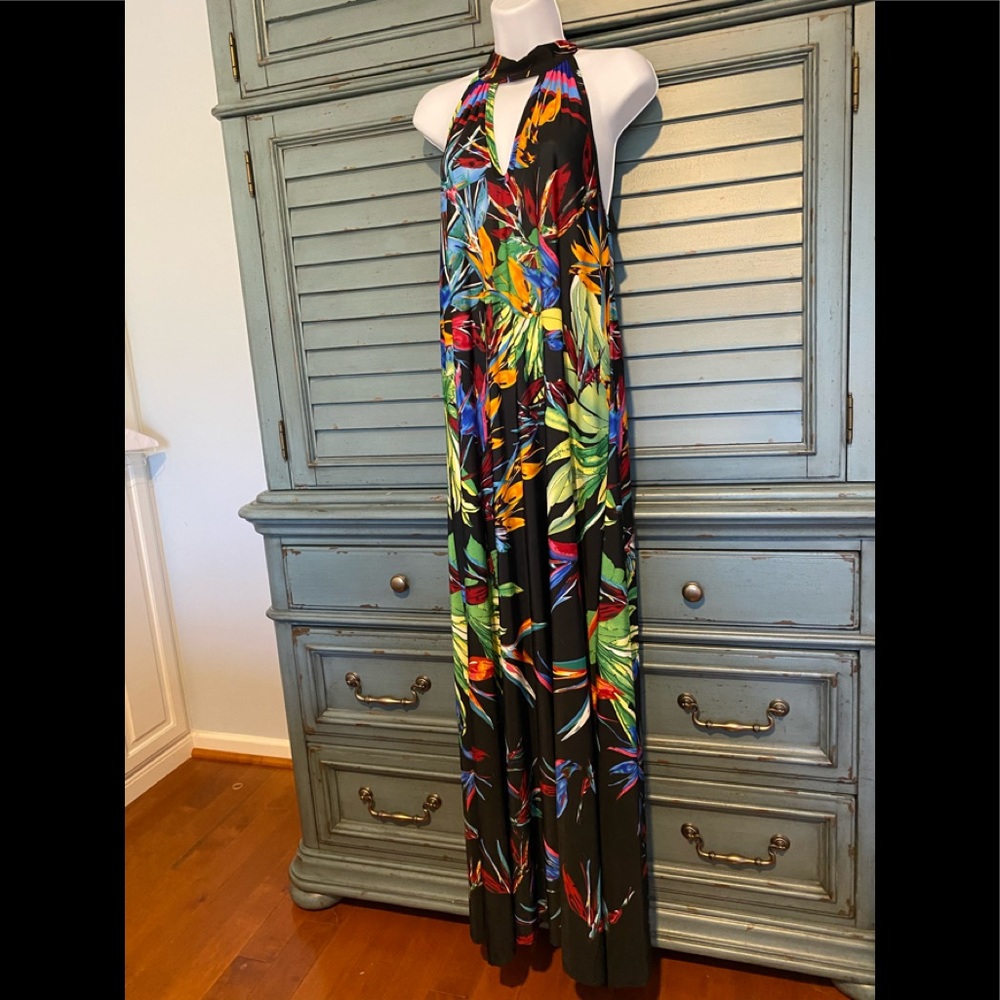 Black Floral Cutout Maxi Dress by Pretty Young